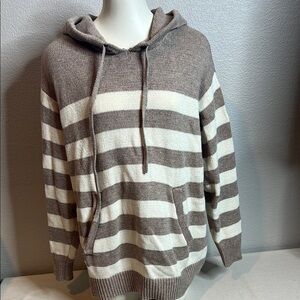 Lane Bryant Brown and Cream Striped Sweater